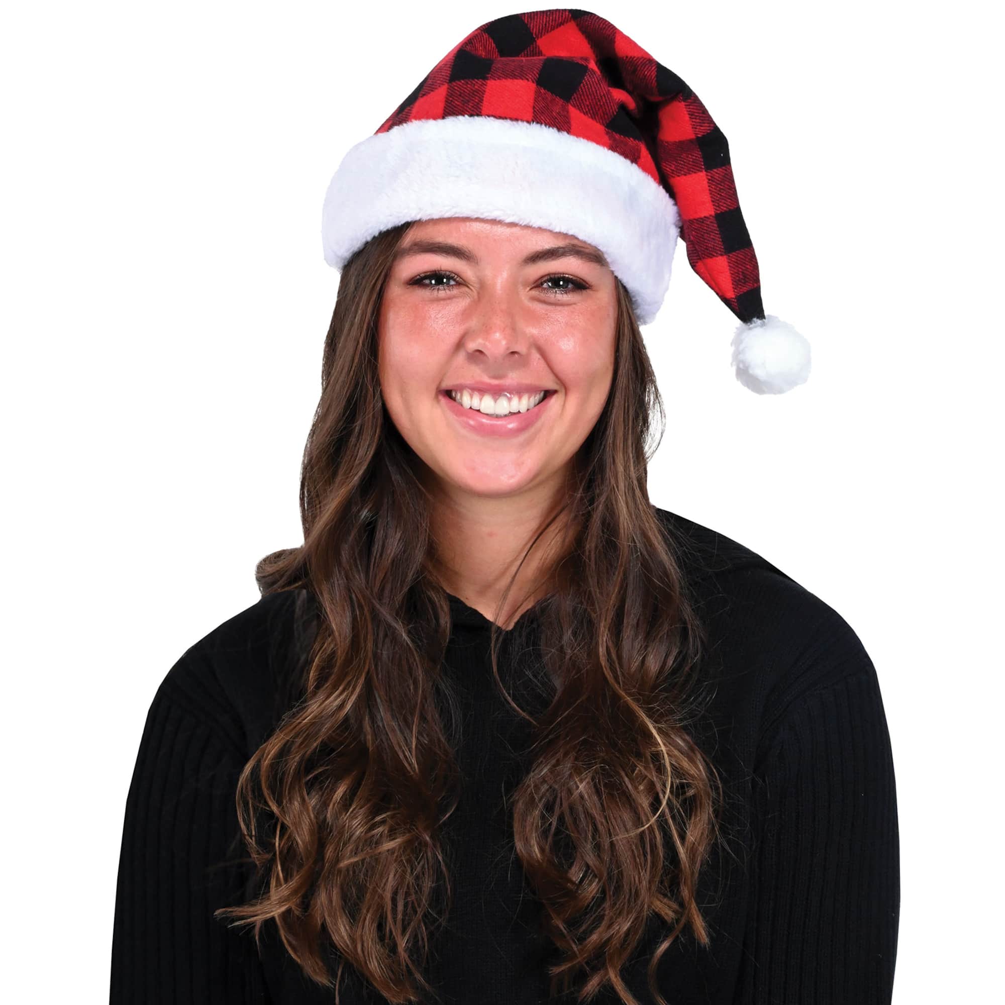 Beistle Red & Black Plaid Santa Hats, 2ct.
